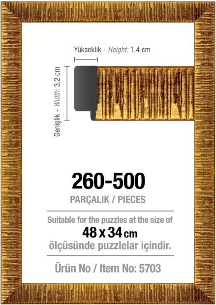 ART PUZZLE ramă pentru puzzle 48 × 34 cm aurie, pentru 500 de piese