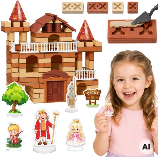 Set de construcție Castel de poveste 3 în 1 (307 piese)