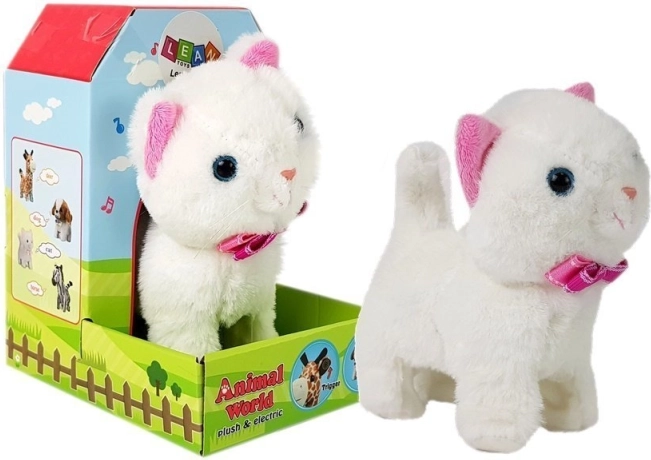 Pisică interactivă albă pe baterii