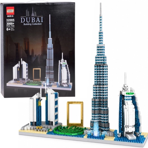 Set de construcție cu panorama Dubaiului și clădiri celebre, 3.000 de piese