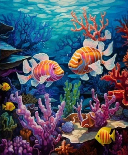 Norimpex pictură cu diamante Recif de corali cu pești 30 × 40 cm