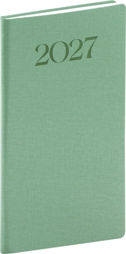 Agenda de buzunar Notique Biella 2027 verde 9 × 15,5 cm