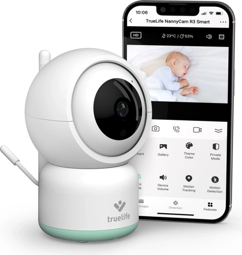 Videointerfon pentru bebeluși TrueLife NannyCam R3 Smart cu Full HD și Wi‑Fi