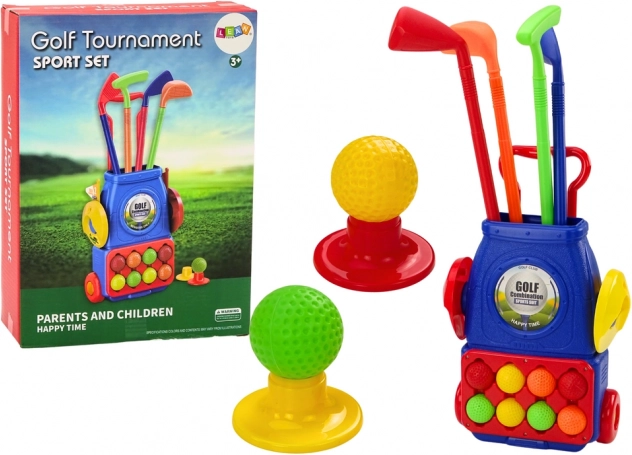 Set de golf mini pentru copii cu cărucior pe roți
