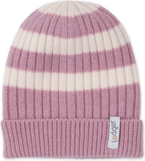 Lodger căciulă tricotată din merino stripe mauve (6–12 luni)