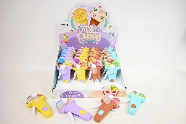 Evantai de mână pentru copii cu înghețată 13 cm (4 palete)