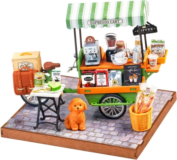 RoboTime puzzle 3D din lemn – cărucior de cafea