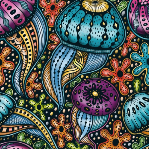 Puzzle pătrat Q Life Meduze colorate 72 piese