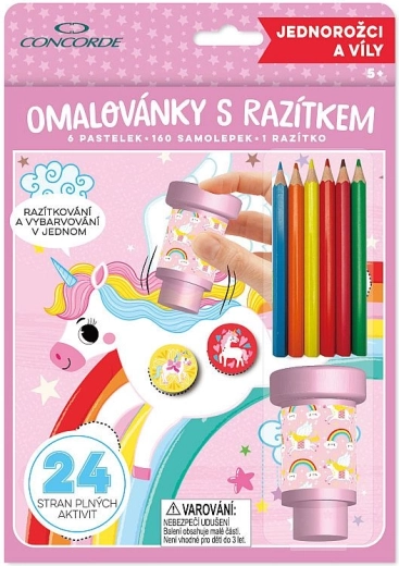 Carte de colorat cu ștampilă CONCORDE unicorni și zâne