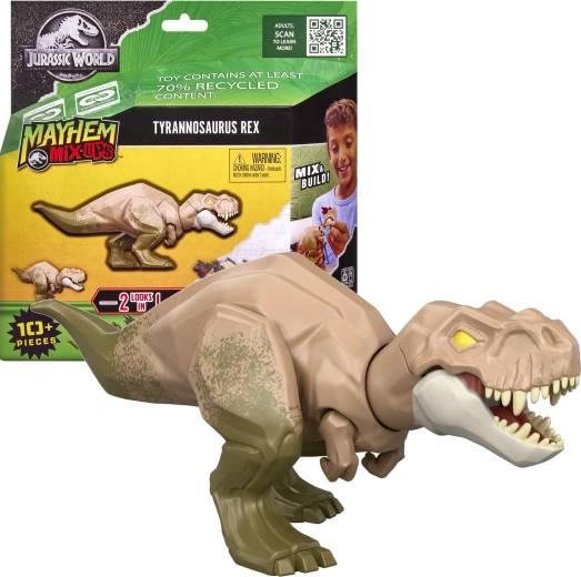 Mattel Jurassic World Mayhem Mix-Ups 2 în 1 figurină dinozaur Tyrannosaurus rex