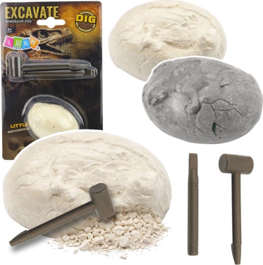 Set arheologic – excavarea unui ou de dinozaur cu figurină și unelte