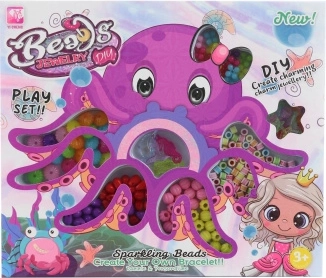 Mărgele din plastic în cutie cu motiv caracatiță