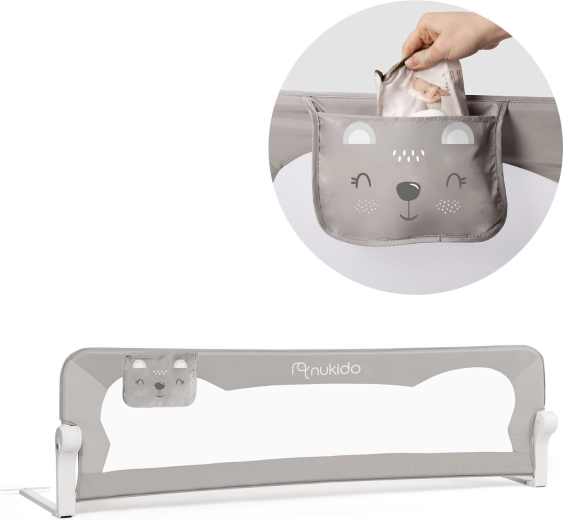 Barieră pentru pat pentru copii 150 × 42 × 35 cm Nukido gri