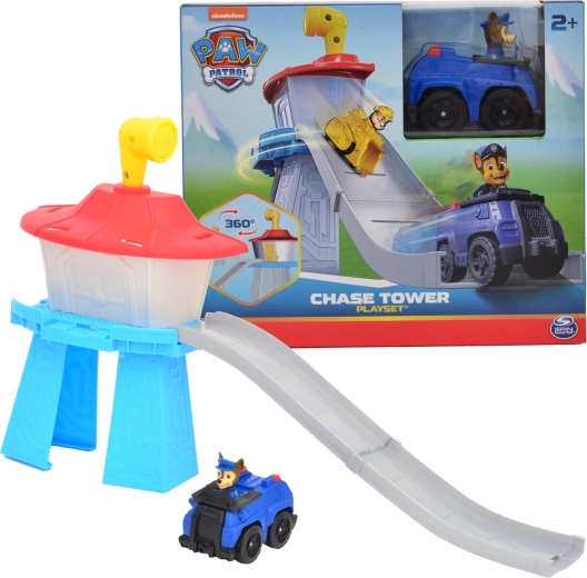 Patrula Cățelușilor mini turn cu pistă de coborâre și vehicul Chase