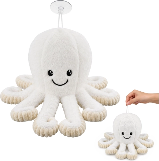 Caracatiță de pluș cu ventuză, albă 16 cm - 1 bucată