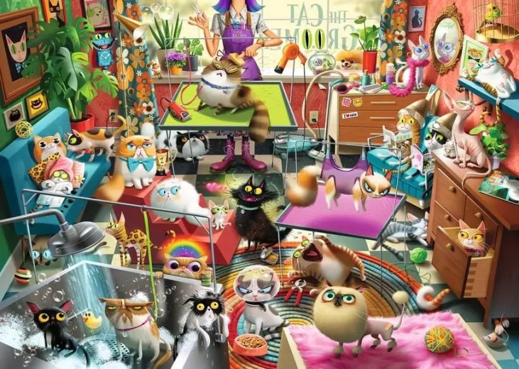 Puzzle Ravensburger Salon de coafură pentru pisici 1000 de piese