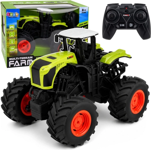 Tractor RC de teren verde, telecomandat, 1:16, cu lumini și sunete