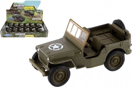 Model Welly de jeep militar Jeep Willys MB 1941 cu mecanism cu tragere înapoi (pull-back) 10 cm - 1 bucată