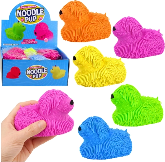 Căţel senzorial de strâns cu ciucuri – jucărie antistres luminoasă LED