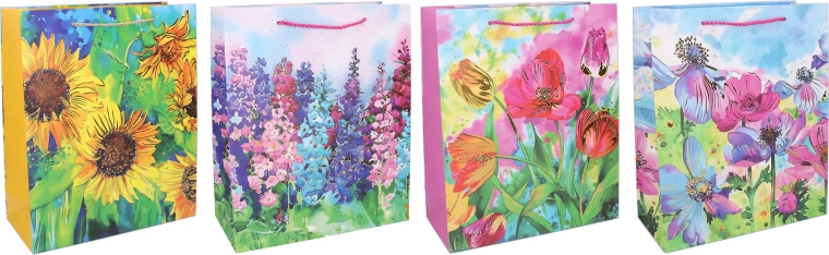 Pungă cadou L 31 × 42 × 12 cm – motiv floral, variante mixte