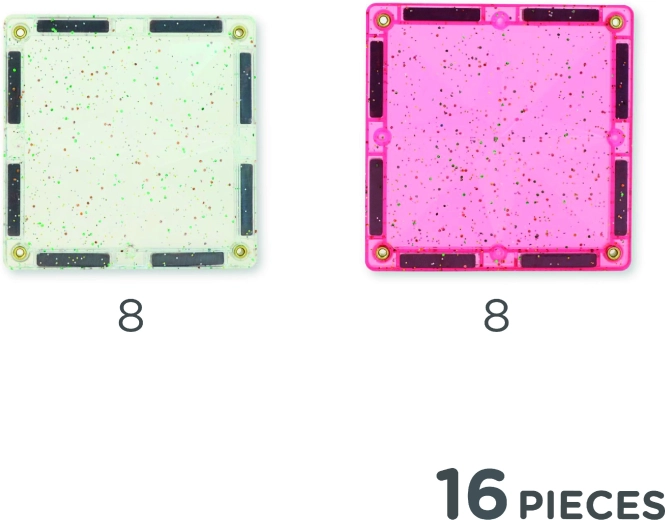 Cleverclixx plăci magnetice strălucitoare transparente roz, 16 buc.