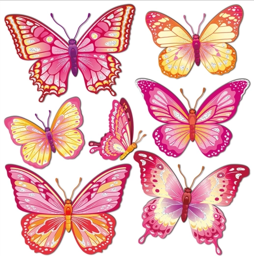Autocolante decorative 3D pentru perete – fluture roz