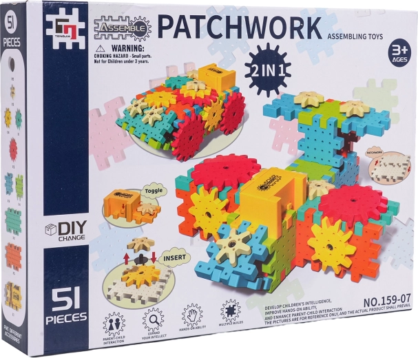 Set creativ de construcție STEAM 51 piese cu roți dințate și motor