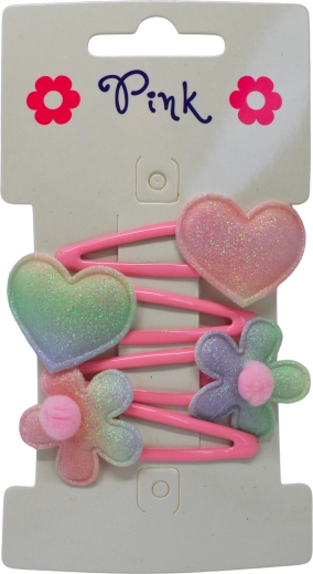 Agrafe de păr pentru fete – floare și inimă, set 4 bucăți
