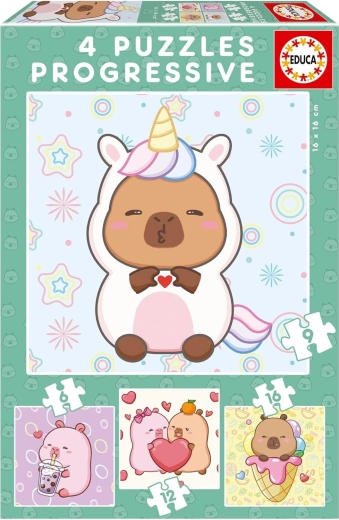Puzzle EDUCA CapyFun 4în1 (6, 9, 12, 16 piese)