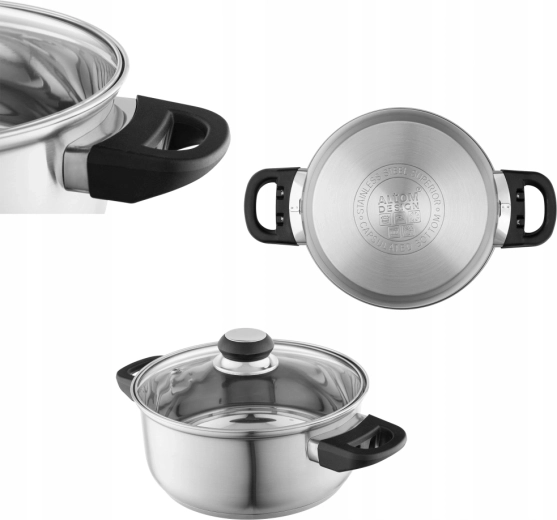 Oală din inox Emilio cu capac din sticlă 2,5 l (20 cm)