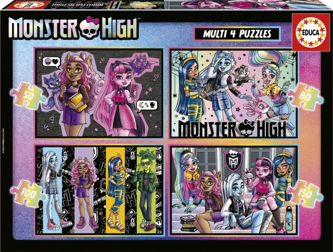 EDUCA Puzzle Monster High 4în1 (50, 80, 100, 150 piese)