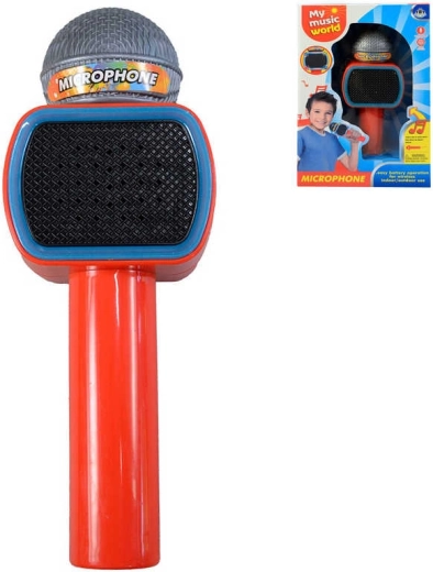 Microfon karaoke pentru copii cu lumină LED, pe baterii, roșu - 1 bucată