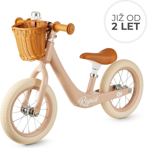 Bicicletă de echilibru Kinderkraft Rapid2 roz cu coș