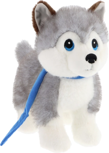 Husky de pluș Keeleco cu lesă, 23 cm
