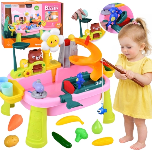 Mare masă de apă pentru copii cu tobogan și 40 de accesorii