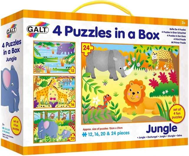 Puzzle junglă 4 în 1 (12, 16, 20, 24 piese) GALT