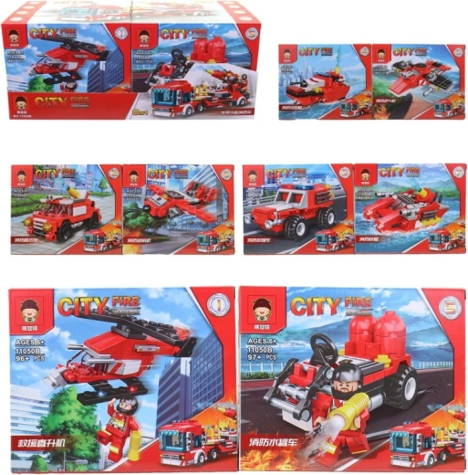 Set de construcție pompieri – set 8 bucăți în display box