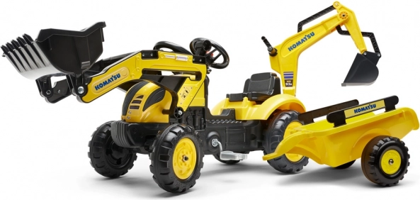 Tractor cu pedale FALK Komatsu cu încărcător, excavator și remorcă
