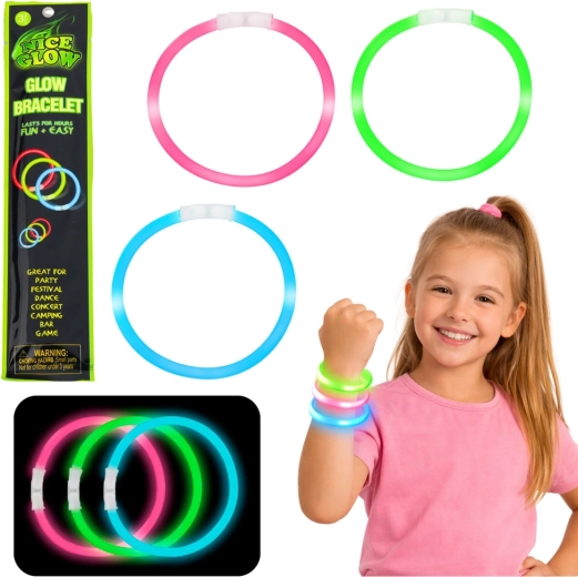 Brățări fluorescente luminoase Glow Stick 3 buc, 20 cm