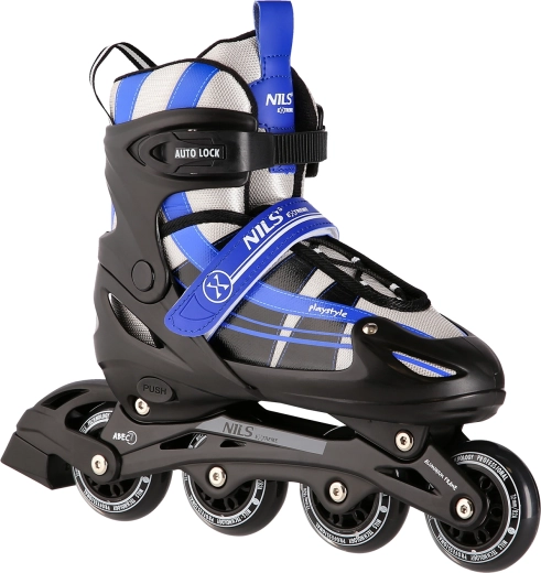 Patine ajustabile pentru copii 2 în 1 NILS Extreme negru-albastre – S (31-34)