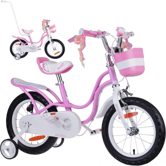 Bicicletă pentru copii 14" Little Swan cu coș și roți ajutătoare ROYALBABY – Little