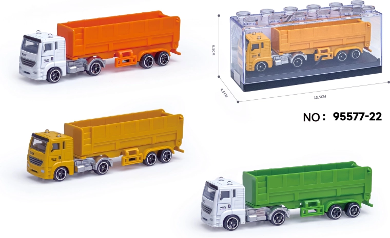 Model metalic de camion de gunoi cu remorcă 1:64