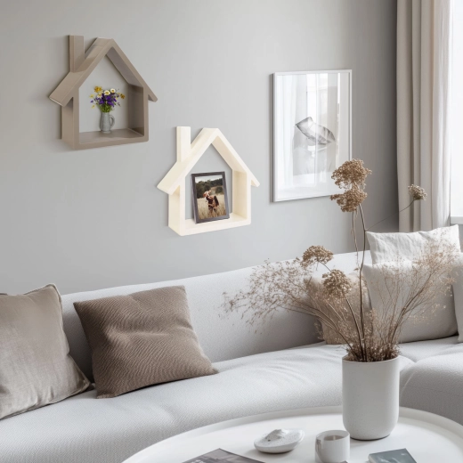 Etajeră decorativă de perete în formă de căsuță - 1 bucată