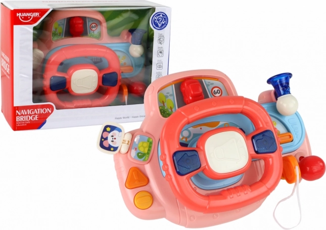 Simulator interactiv multifuncțional de condus cu volan roz