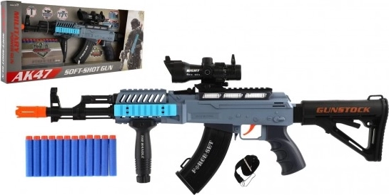 Puşcă automată cu gloanţe din spumă, cu lumină şi sunete, 60 cm