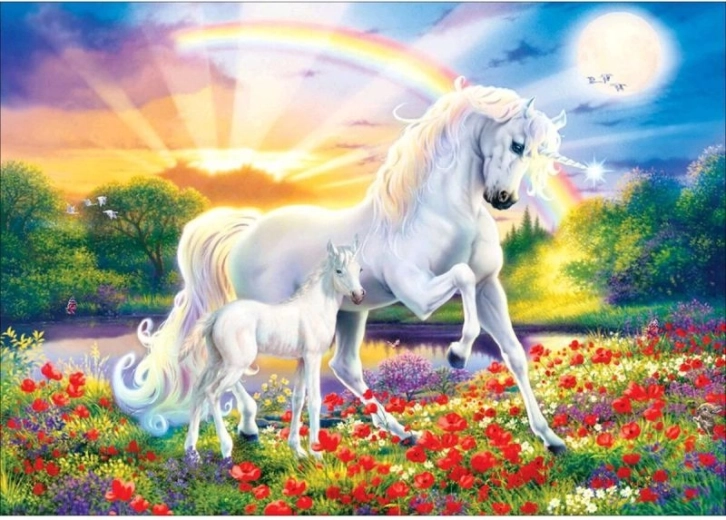 Broderie cu diamante (diamond painting) – doi unicorni 40 × 30 cm
