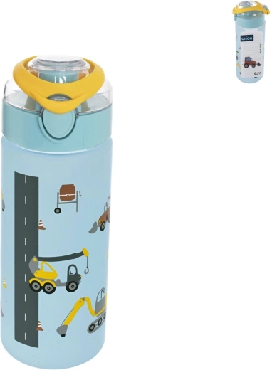 Sticlă de băut pentru copii din tritan 0,5 l cu capac Saga – mașini