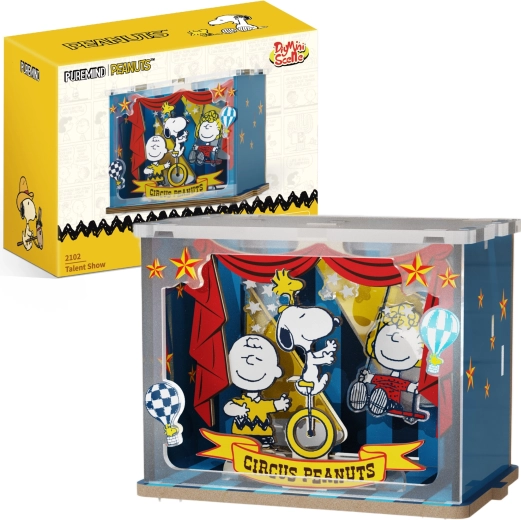 Puremind puzzle 3D din lemn Snoopy PEANUTS – scenă de circ Talent Show