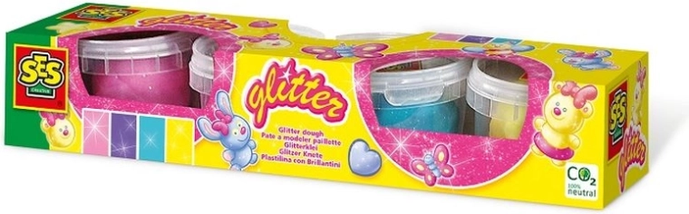 Plastilină cu sclipici SES – set de 4 culori