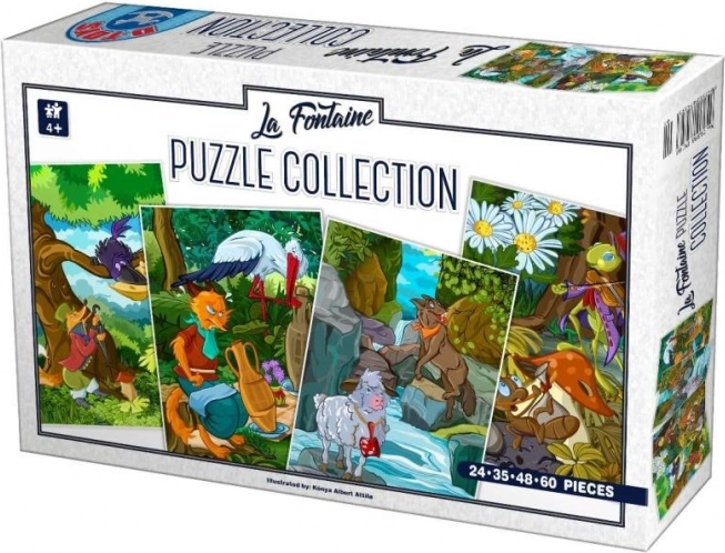 Puzzle Fabulele lui La Fontaine 4în1 (24, 35, 48, 60 piese)